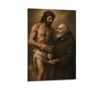 XYSXYCP Canvas Wall Art Picture Christian Poster Religious Figure With Crucified Figure Chalice Modern Living Room Bedroom Decor 20x30inch(50x75cm)