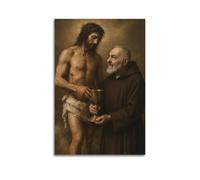 XYSXYCP Canvas Wall Art Picture Christian Poster Religious Figure With Crucified Figure Chalice Modern Living Room Bedroom Decor 16x24inch(40x60cm)