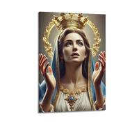 XYSXYCP Canvas Wall Art Picture Christian Religious Poster of The Virgin Mary Wearing A Crown Modern Living Room Bedroom Decor 24x36inch(60x90cm)