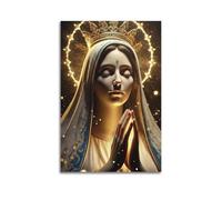 XYSXYCP Canvas Wall Art Picture Christian Religious Poster with Golden Glitter And Virgin Mary Praying Modern Living Room Bedroom Decor 08x12inch(20x30cm)