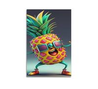 XYSXYCP Canvas Wall Art Picture Food Poster Funky Pineapple Character Modern Living Room Bedroom Decor 08x12inch(20x30cm)