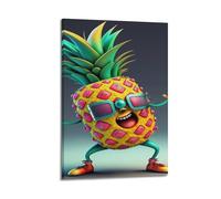 XYSXYCP Canvas Wall Art Picture Food Poster Funky Pineapple Character Modern Living Room Bedroom Decor 20x30inch(50x75cm)