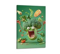 XYSXYCP Canvas Wall Art Picture Food Poster Lively Broccoli Character Modern Living Room Bedroom Decor 20x30inch(50x75cm)
