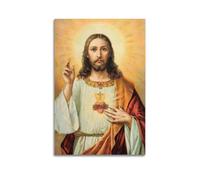 XYSXYCP Canvas Wall Art Picture Holy And Kind Jesus Christian Religious Oil Painting Poster Modern Living Room Bedroom Decor 24x36inch(60x90cm)