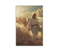 XYSXYCP Canvas Wall Art Picture Jesus Leads People Forward in Heaven Religious Poster Modern Living Room Bedroom Decor 12x18inch(30x45cm)