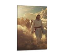 XYSXYCP Canvas Wall Art Picture Jesus Leads People Forward in Heaven Religious Poster Modern Living Room Bedroom Decor 24x36inch(60x90cm)