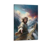 XYSXYCP Canvas Wall Art Picture Jesus Lends A Helping Hand during A Dangerous Journey Christian Religious Oil Painting Poster Modern Living Room Bedroom Decor 08x12inch(20x30cm)