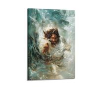 XYSXYCP Canvas Wall Art Picture Jesus Saves The People in The Sea Christian Religious Poster Modern Living Room Bedroom Decor 24x36inch(60x90cm)
