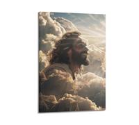 XYSXYCP Canvas Wall Art Picture Jesus Smiling at The Sun. Christian Religious Poster Modern Living Room Bedroom Decor 16x24inch(40x60cm)