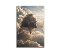 XYSXYCP Canvas Wall Art Picture Jesus Smiling at The Sun. Christian Religious Poster Modern Living Room Bedroom Decor 08x12inch(20x30cm)