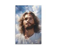 XYSXYCP Canvas Wall Art Picture Kind Jesus in The Sky Christian Religious Poster Modern Living Room Bedroom Decor 20x30inch(50x75cm)