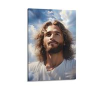XYSXYCP Canvas Wall Art Picture Kind Jesus in The Sky Christian Religious Poster Modern Living Room Bedroom Decor 16x24inch(40x60cm)