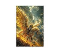 XYSXYCP Canvas Wall Art Picture Religious Angel Poster Abstract Art Angel Riding A White Horse Modern Living Room Bedroom Decor 20x30inch(50x75cm)