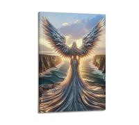 XYSXYCP Canvas Wall Art Picture Religious Angel Poster Art Beautiful Angel at The Seaside Modern Living Room Bedroom Decor 24x36inch(60x90cm)