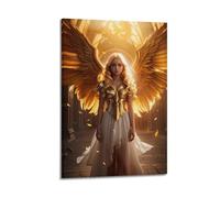 XYSXYCP Canvas Wall Art Picture Religious Angel Poster Beautiful Angel Standing in The Church Modern Living Room Bedroom Decor 16x24inch(40x60cm)