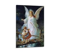 XYSXYCP Canvas Wall Art Picture Religious Angel Poster Guardian Angel And Child Crossing The Bridge Modern Living Room Bedroom Decor 12x18inch(30x45cm)