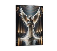 XYSXYCP Canvas Wall Art Picture Religious Angel Poster Handsome Angel Standing in The Middle of The Church Modern Living Room Bedroom Decor 08x12inch(20x30cm)