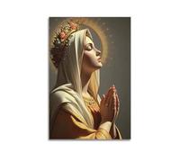 XYSXYCP Canvas Wall Art Picture Religious Poster Virgin Mary Praying Modern Living Room Bedroom Decor 12x18inch(30x45cm)