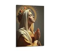 XYSXYCP Canvas Wall Art Picture Religious Poster Virgin Mary Praying Modern Living Room Bedroom Decor 12x18inch(30x45cm)
