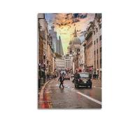 XYSXYCP Canvas Wall Art Picture Travel Poster Dusk London Street Modern Living Room Bedroom Decor 24x36inch(60x90cm)