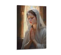 XYSXYCP Canvas Wall Art Picture Vintage Beautiful Art Religious Poster Virgin Mary Praying Modern Living Room Bedroom Decor 16x24inch(40x60cm)