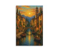 XYSXYCP Wall Art Photo Album Art Posters Sunset ItalianVillage Modern Family for Living Room Decor 08x12inch(20x30cm)