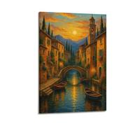 XYSXYCP Wall Art Photo Album Art Posters Sunset ItalianVillage Modern Family for Living Room Decor 08x12inch(20x30cm)