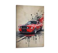 XYSXYCP Wall Art Photo Album Car Posters InkSplatter RedVintageMuscleCar Modern Family for Living Room Decor 12x18inch(30x45cm)