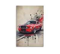 XYSXYCP Wall Art Photo Album Car Posters InkSplatter RedVintageMuscleCar Modern Family for Living Room Decor 16x24inch(40x60cm)