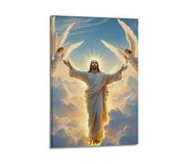 XYSXYCP Wall Art Photo Album Christian Posters AngelFlanking Jesus Modern Family for Living Room Decor 08x12inch(20x30cm)