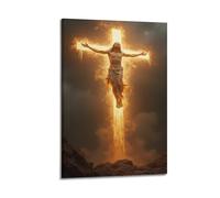 XYSXYCP Wall Art Photo Album Christian Posters FieryCross Jesus Modern Family for Living Room Decor 12x18inch(30x45cm)