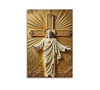 XYSXYCP Wall Art Photo Album Christian Posters GoldenGlorious JesusResurrection Modern Family for Living Room Decor 24x36inch(60x90cm)