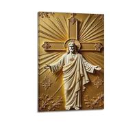 XYSXYCP Wall Art Photo Album Christian Posters GoldenGlorious JesusResurrection Modern Family for Living Room Decor 20x30inch(50x75cm)
