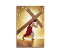 XYSXYCP Wall Art Photo Album Christian Posters GoldenRadiant JesusCarryingCross Modern Family for Living Room Decor 12x18inch(30x45cm)