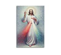 XYSXYCP Wall Art Photo Album Christian Posters MosaicStyle SacredHeartRadiantJesus Modern Family for Living Room Decor 20x30inch(50x75cm)