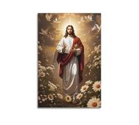 XYSXYCP Wall Art Photo Album Christian Posters Peaceful JesusInFlowerField Modern Family for Living Room Decor 24x36inch(60x90cm)