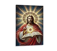 XYSXYCP Wall Art Photo Album Christian Posters RadiantSacredHeart Jesus Modern Family for Living Room Decor 20x30inch(50x75cm)
