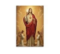 XYSXYCP Wall Art Photo Album Christian Posters SacredHeart JesusWithAngels Modern Family for Living Room Decor 16x24inch(40x60cm)