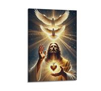 XYSXYCP Wall Art Photo Album Christian Posters SacredHeartDove JesusRevelation Modern Family for Living Room Decor 12x18inch(30x45cm)