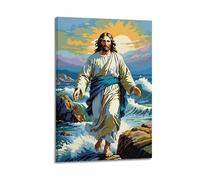 XYSXYCP Wall Art Photo Album Christian Posters Serene JesusWalkingOnWater Modern Family for Living Room Decor 08x12inch(20x30cm)
