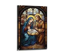 XYSXYCP Wall Art Photo Album Christian Posters StainedGlass HolyFamily Modern Family for Living Room Decor 12x18inch(30x45cm)
