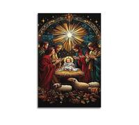 XYSXYCP Wall Art Photo Album Christian Posters StainedGlass NativityScene Modern Family for Living Room Decor 16x24inch(40x60cm)