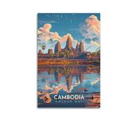 XYSXYCP Wall Art Photo Album Travel Posters PanoramicReflection CambodiaAngkorWat Modern Family for Living Room Decor 12x18inch(30x45cm)