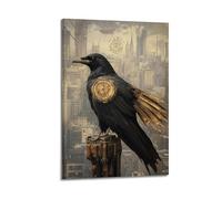 XYSXYCP Wall Art Picture Print Animal Poster A Steampunk Raven with Brass Wings, Victorian-era Cityscape Backdrop (1) Modern Family for Living Room Decor 12x18inch(30x45cm)