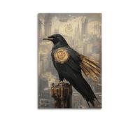 XYSXYCP Wall Art Picture Print Animal Poster A Steampunk Raven with Brass Wings, Victorian-era Cityscape Backdrop (1) Modern Family for Living Room Decor 08x12inch(20x30cm)