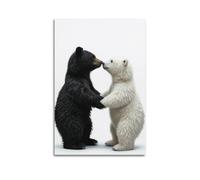 XYSXYCP Wall Art Picture Print Animal Poster Black White Bear Cubs Modern Family for Living Room Decor 16x24inch(40x60cm)