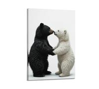 XYSXYCP Wall Art Picture Print Animal Poster Black White Bear Cubs Modern Family for Living Room Decor 16x24inch(40x60cm)