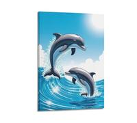 XYSXYCP Wall Art Picture Print Animal Poster Cartoon Dolphin Modern Family for Living Room Decor 12x18inch(30x45cm)
