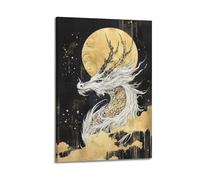 XYSXYCP Wall Art Picture Print Animal Poster Celestial Kirin - Harmony Embodied in Gold Ink (1) Modern Family for Living Room Decor 16x24inch(40x60cm)
