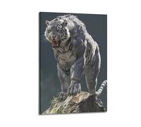 XYSXYCP Wall Art Picture Print Animal Poster Dominant Patterned Armor Rock White Tiger Modern Family for Living Room Decor 08x12inch(20x30cm)